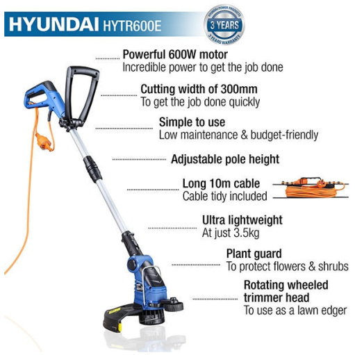 Hyundai 600W 30cm Corded Electric Grass Trimmer | HYTR600E