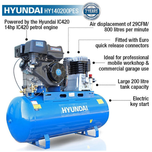 Hyundai 200L Litre Air Compressor