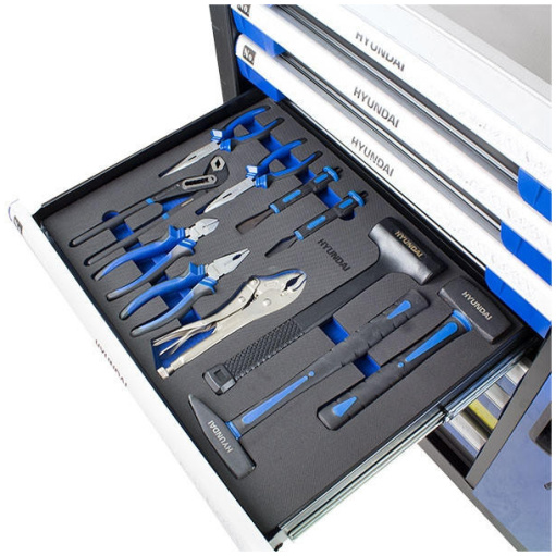 Hyundai HYTC9004 305 Piece 7 Drawer Caster Mounted Roller Premium Tool Chest Cabinet With XXL Stainless Steel Top