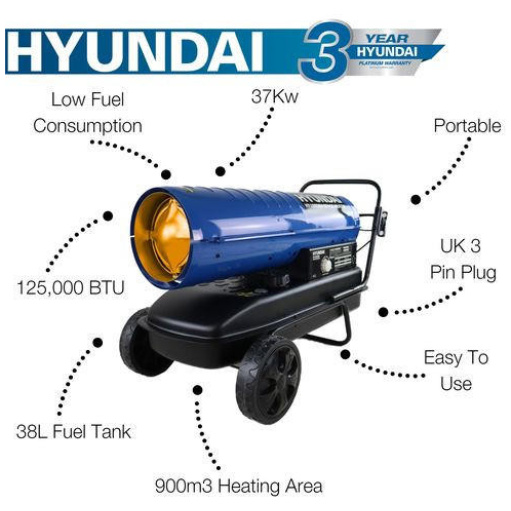 Hyundai 37kW Diesel/Kerosene Space Heater 125