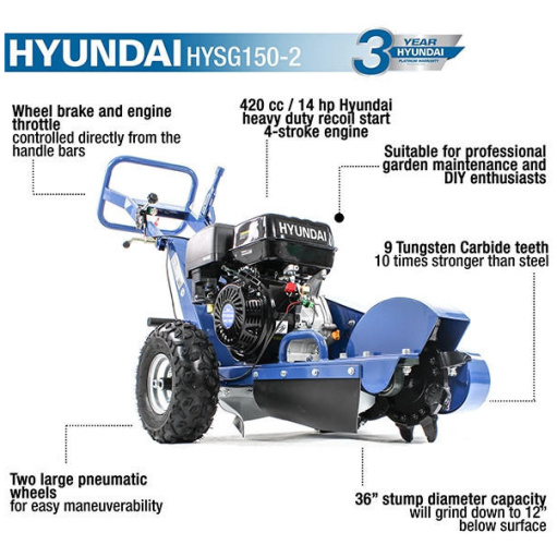 Hyundai HYSG150-2 14hp Petrol 4-Stroke Stump Grinder