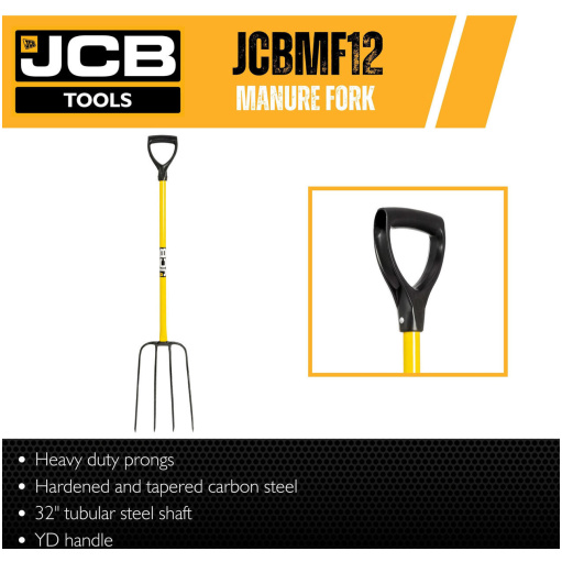 jcb tools JCB Professional Manure Fork 4 Prong D Handle | JCBMF12