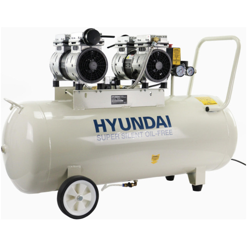 Hyundai 100 Litre Silent Air Compressor 1500W Electric Oil-free 2hp Compressor | HY275100