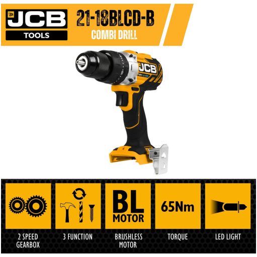 JCB 18V Brushless Battery Combi Drill | 21-18BLCD-B